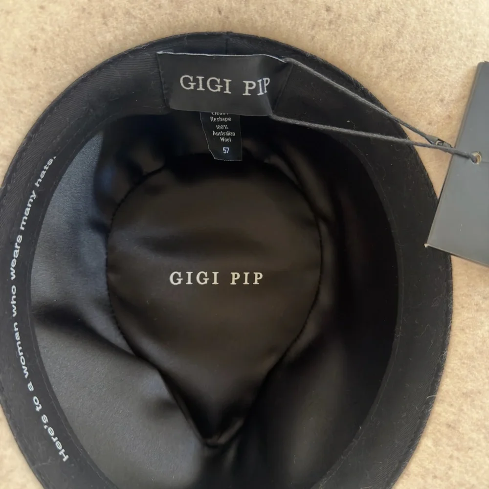 Brand New Gigi Pip Wide Brim Felt Fedora Hat - Neutral Beige